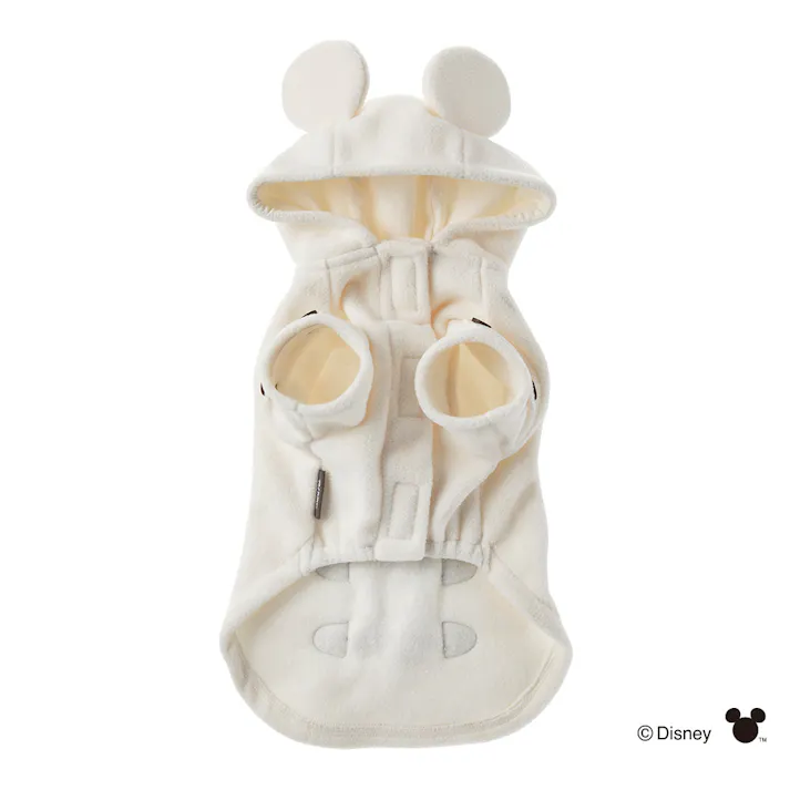 【送料無料】耳付コート アイボリー ミッキーマウス Lサイズ ペット服(犬の服)