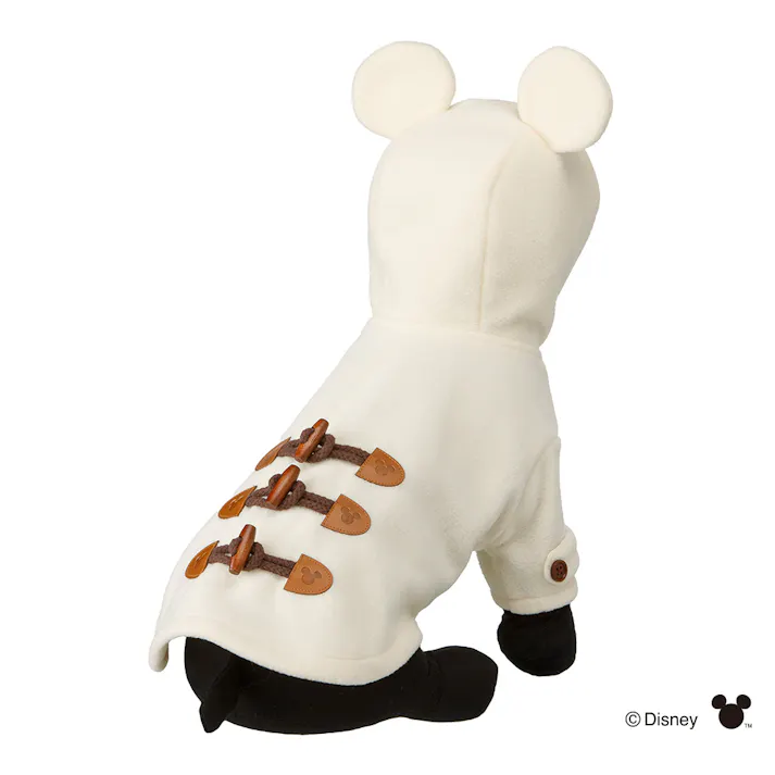 【送料無料】耳付コート アイボリー ミッキーマウス Lサイズ ペット服(犬の服)