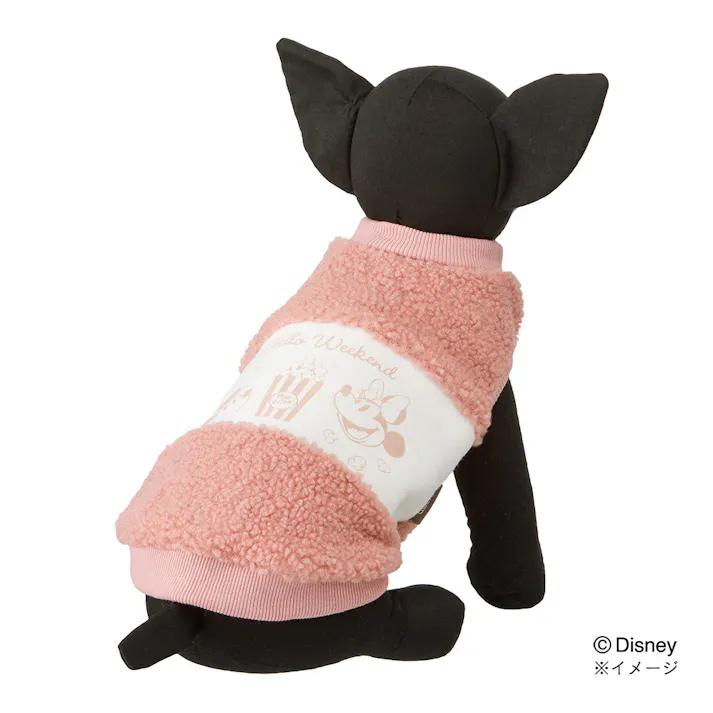 【送料無料】切り替えボアタンクトップ ピンク ミッキーマウス&ミニーマウス Sサイズ ペット服(犬の服)