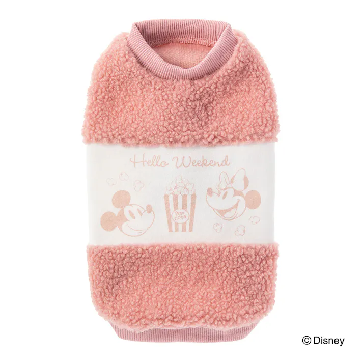 【送料無料】切り替えボアタンクトップ ピンク ミッキーマウス&ミニーマウス Sサイズ ペット服(犬の服)