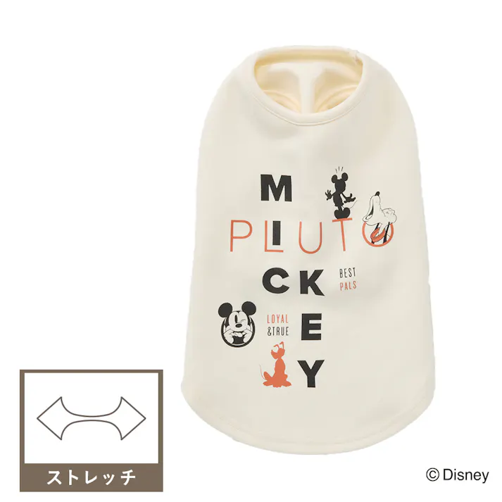 【送料無料】スウェットタンクトップ アイボリー ミッキーマウス&プルート SDサイズ ペット服(犬の服)