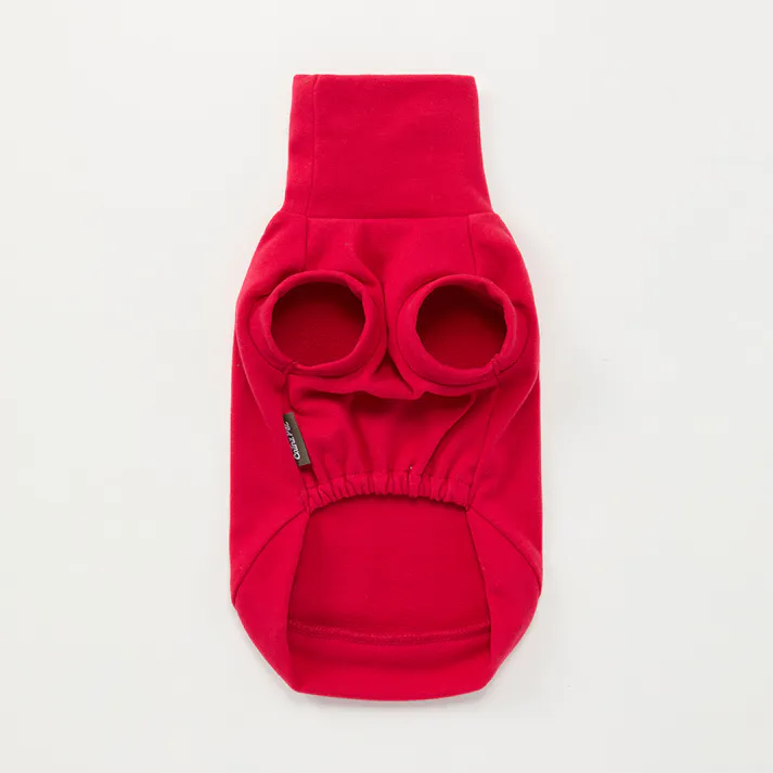【送料無料】ハイネックカットソー レッド Mサイズ ペット服(犬の服)