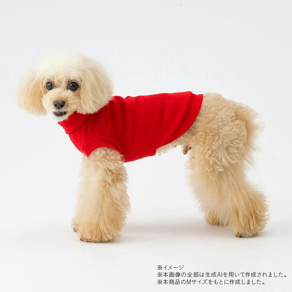 送料無料】ハイネックカットソー レッド MDサイズ ペット服(犬の服