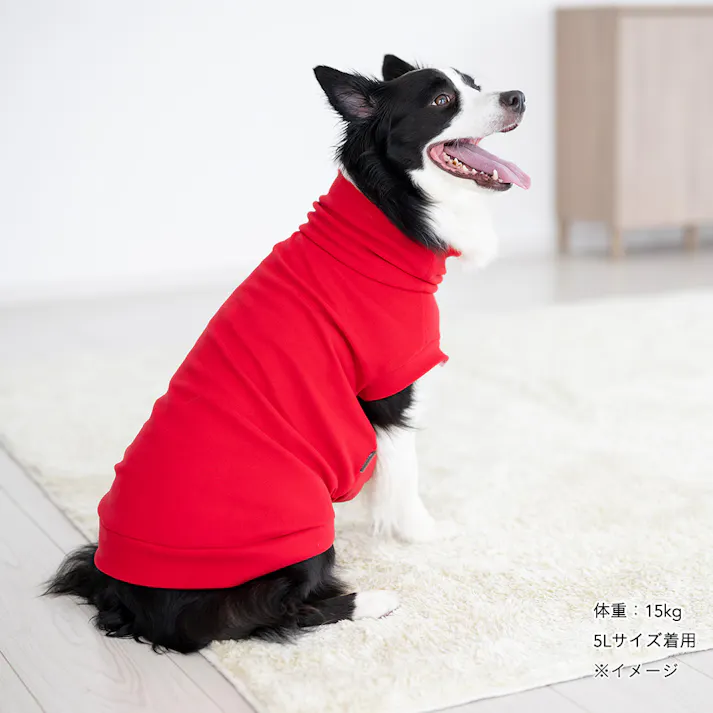 【送料無料】ハイネックカットソー レッド 2Lサイズ ペット服(犬の服)