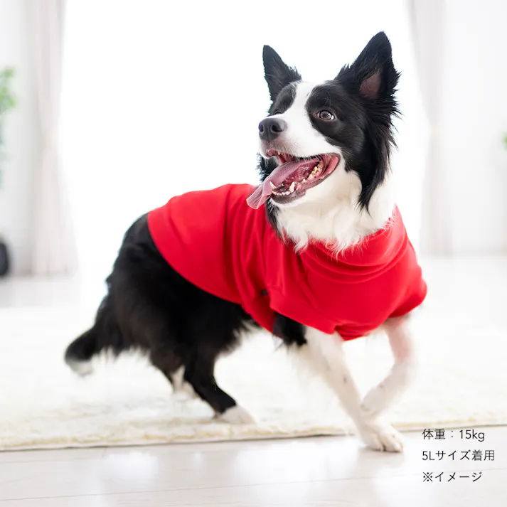 【送料無料】ハイネックカットソー レッド 4Lサイズ ペット服(犬の服)