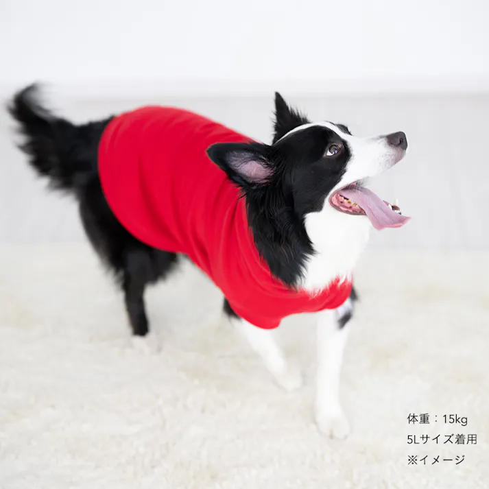 【送料無料】ハイネックカットソー レッド 4Lサイズ ペット服(犬の服)