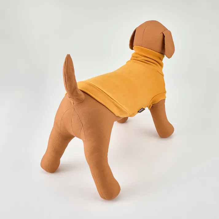 【送料無料】ハイネックカットソー イエロー Mサイズ ペット服(犬の服)(販売終了)