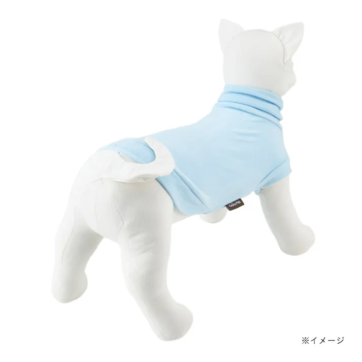 【送料無料】ハイネックカットソー ライトブルー Mサイズ ペット服(犬の服)
