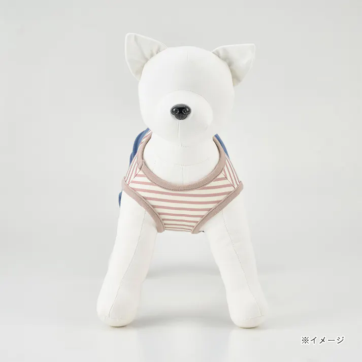 【送料無料】ズボン付ボーダーカットソー ベージュ Mサイズ ペット服(犬の服)