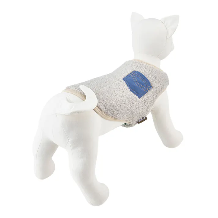 【送料無料】ポケット付きボアタンクトップ グレー Sサイズ ペット服(犬の服)