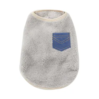 【送料無料】ポケット付きボアタンクトップ グレー MDサイズ ペット服(犬の服)(販売終了)