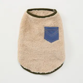 【送料無料】ポケット付きボアタンクトップ ベージュ Mサイズ ペット服(犬の服)