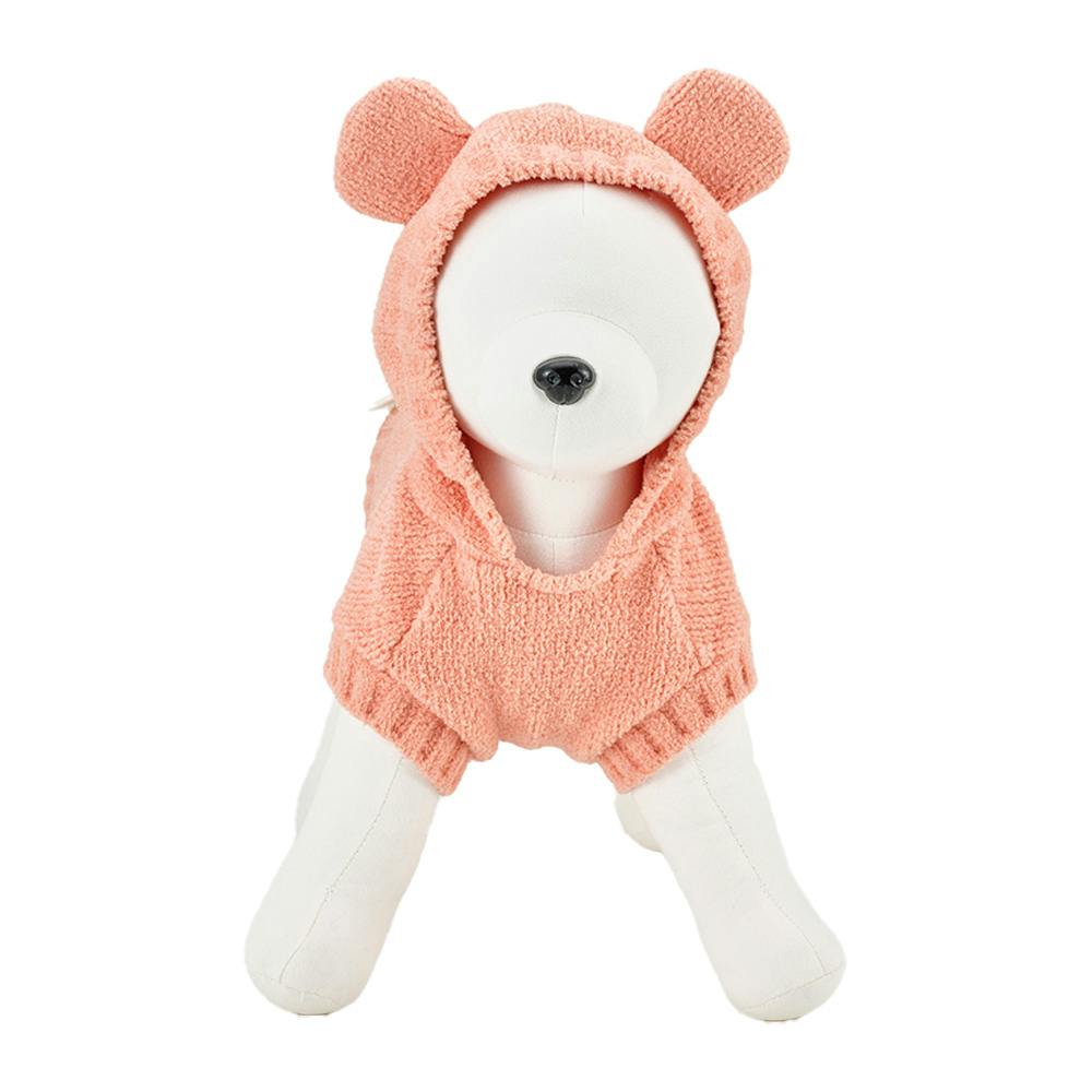 送料無料】もこくまパーカー ピンク SDサイズ ペット服(犬の服