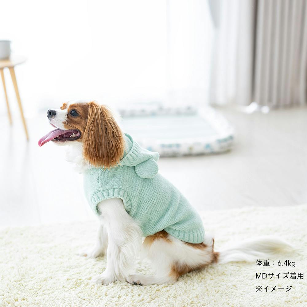 犬用服　もこもこ　冬服　ミントグリーン Mサイズ 送料無料】もこくまパーカー ミントグリーン Mサイズ ペット服