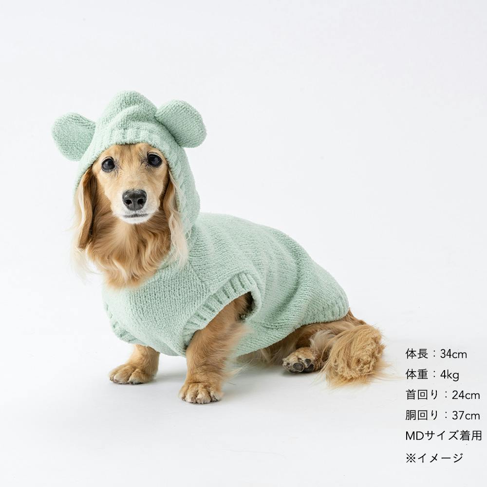 送料無料】もこくまパーカー ミントグリーン SDサイズ ペット服(犬の服