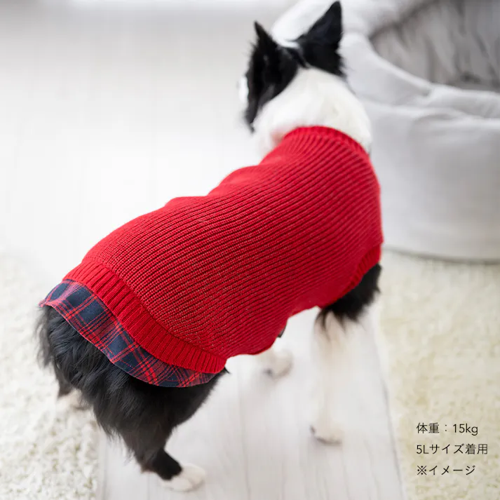 【送料無料】反射ニット レッド 4Lサイズ ペット服(犬の服)