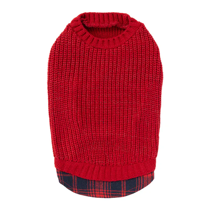 【送料無料】反射ニット レッド 4Lサイズ ペット服(犬の服)
