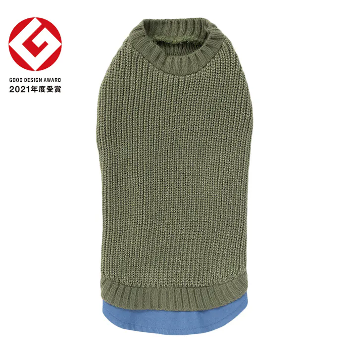 【送料無料】反射ニット カーキ Mサイズ ペット服(犬の服)