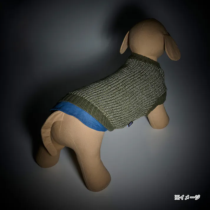 【送料無料】反射ニット カーキ Mサイズ ペット服(犬の服)