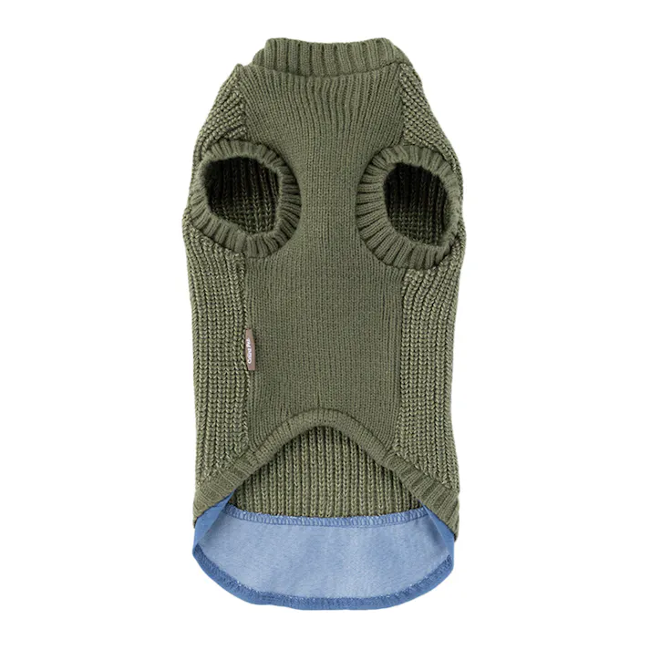 【送料無料】反射ニット カーキ Lサイズ ペット服(犬の服)