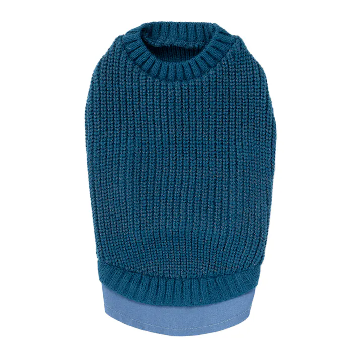 【送料無料】反射ニット ブルー Mサイズ ペット服(犬の服)