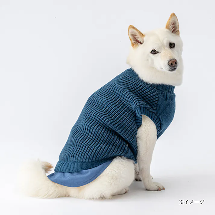 【送料無料】反射ニット ブルー MDサイズ ペット服(犬の服)