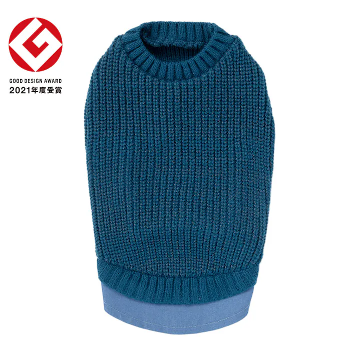 【送料無料】反射ニット ブルー SDサイズ ペット服(犬の服)