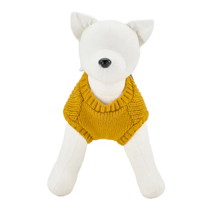 【送料無料】反射ニット マスタード Mサイズ ペット服(犬の服)