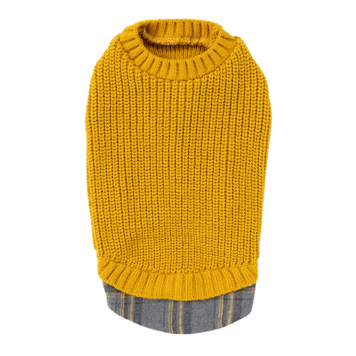 【送料無料】反射ニット マスタード 2Lサイズ ペット服(犬の服)