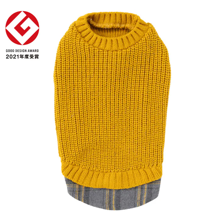【送料無料】反射ニット マスタード 3Lサイズ ペット服(犬の服)