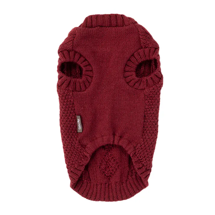 【送料無料】ケーブルニット レッド Mサイズ ペット服(犬の服)