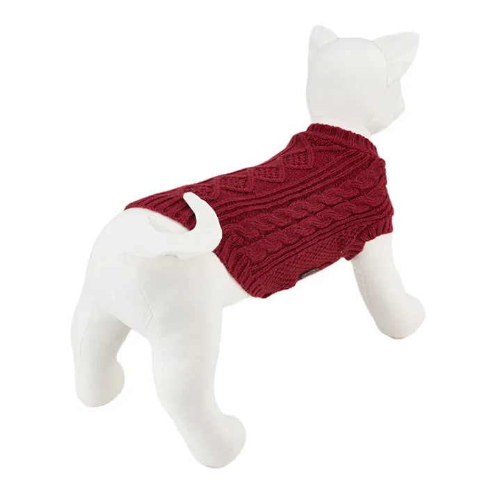 【送料無料】ケーブルニット レッド Mサイズ ペット服(犬の服)