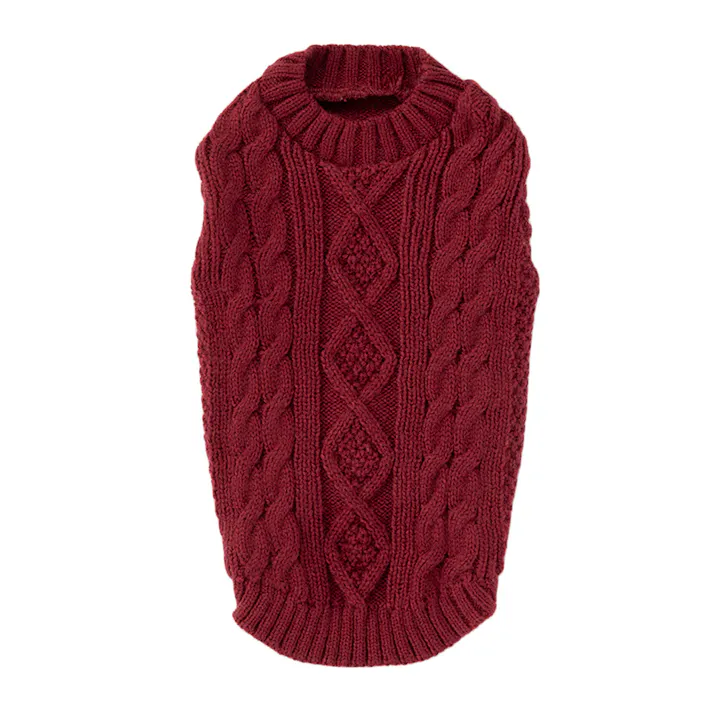 【送料無料】ケーブルニット レッド SSサイズ ペット服(犬の服)