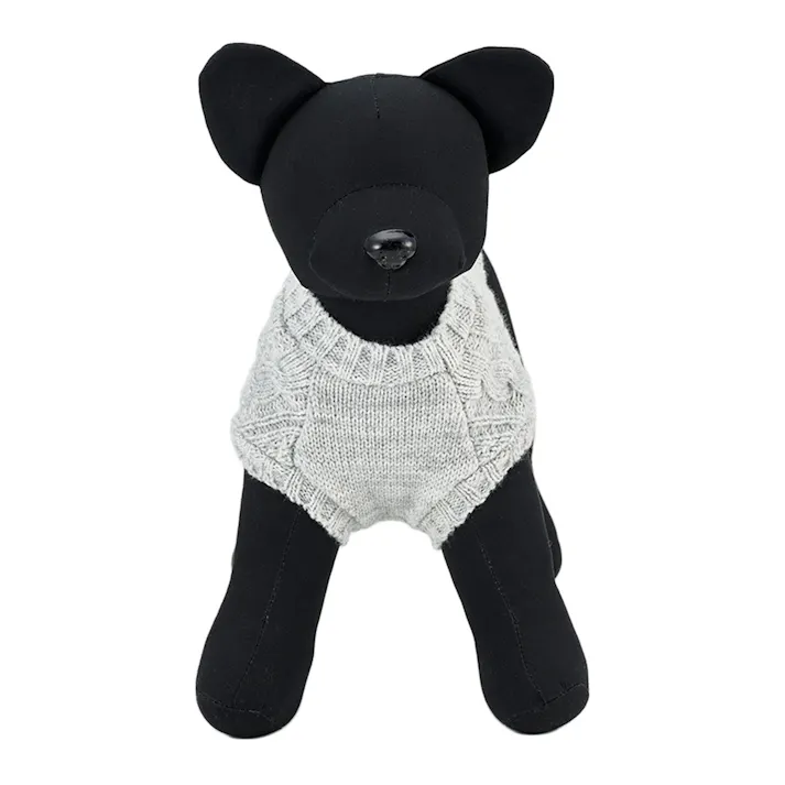 【送料無料】ケーブルニット グレー Mサイズ ペット服(犬の服)