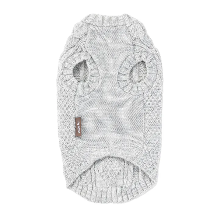 【送料無料】ケーブルニット グレー SDサイズ ペット服(犬の服)