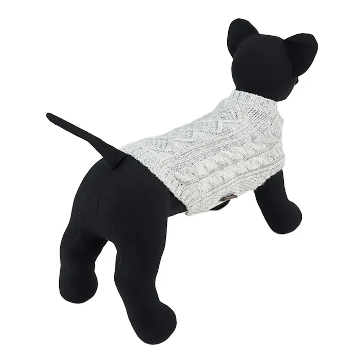 【送料無料】ケーブルニット グレー SDサイズ ペット服(犬の服)