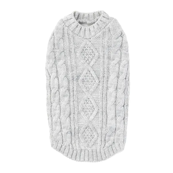 【送料無料】ケーブルニット グレー 3Lサイズ ペット服(犬の服)