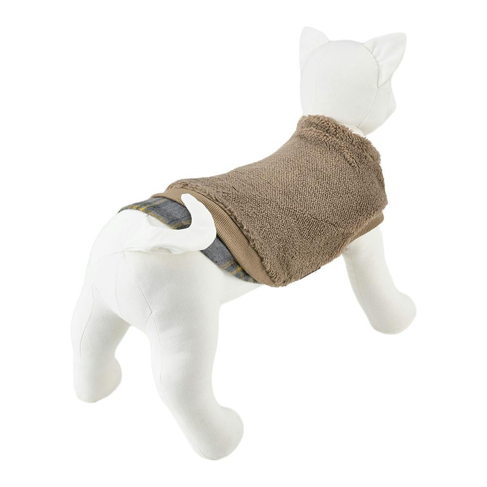 送料無料】重ね着風ボアタンクトップ ブラウン MDサイズ ペット服(犬の