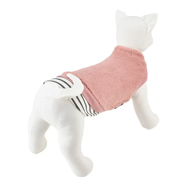 【送料無料】重ね着風ボアタンクトップ ピンク Mサイズ ペット服(犬の服)