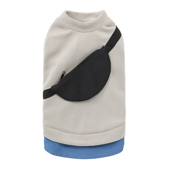 【送料無料】バッグ付きフリースタンクトップ グレー Lサイズ ペット服(犬の服)