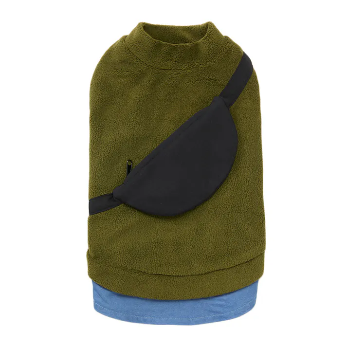 【送料無料】バッグ付きフリースタンクトップ カーキ Sサイズ ペット服(犬の服)