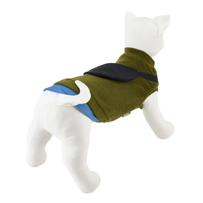 【送料無料】バッグ付きフリースタンクトップ カーキ Sサイズ ペット服(犬の服)