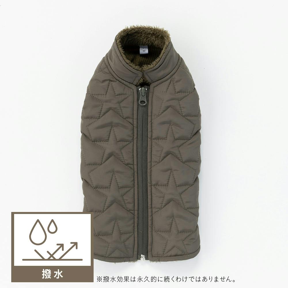 キルトベスト カーキ Sサイズ ペット服(犬の服) Sサイズ