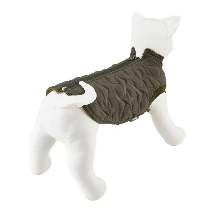 【送料無料】キルトベスト カーキ Sサイズ ペット服(犬の服)