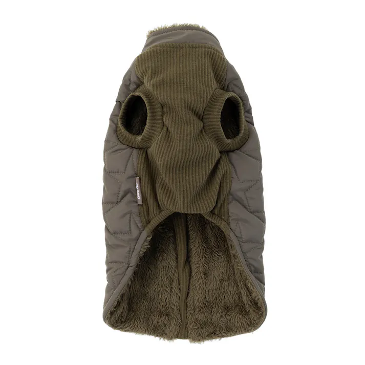 【送料無料】キルトベスト カーキ MDサイズ ペット服(犬の服)