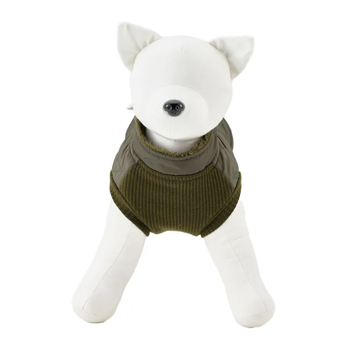 【送料無料】キルトベスト カーキ MDサイズ ペット服(犬の服)