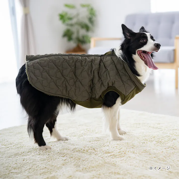 【送料無料】キルトベスト カーキ 4Lサイズ ペット服(犬の服)(販売終了)