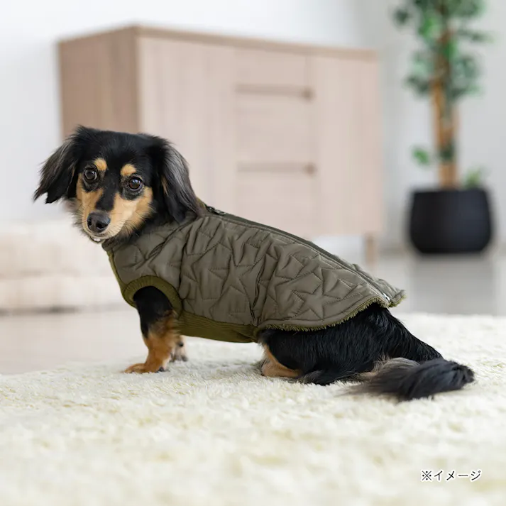 【送料無料】キルトベスト カーキ 6Lサイズ ペット服(犬の服)(販売終了)