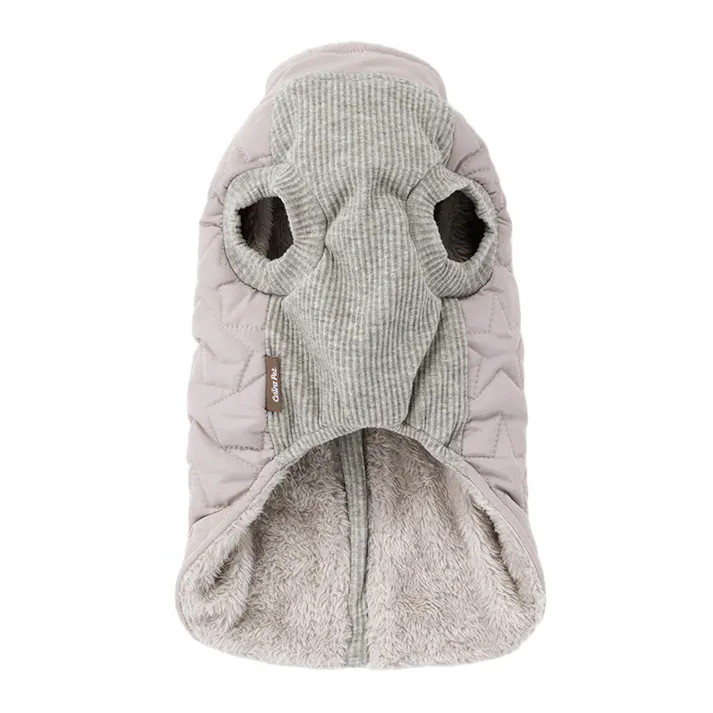 【送料無料】キルトベスト グレージュ Mサイズ ペット服(犬の服)