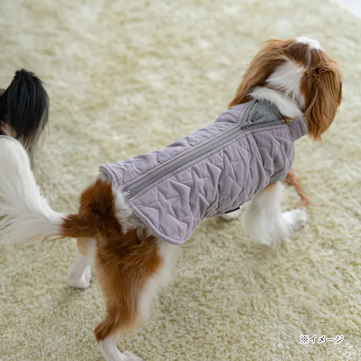 【送料無料】キルトベスト グレージュ Mサイズ ペット服(犬の服)